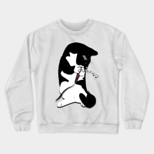 Cute Tuxedo Cat Karaoke Kitty Copyright by TeAnne Crewneck Sweatshirt